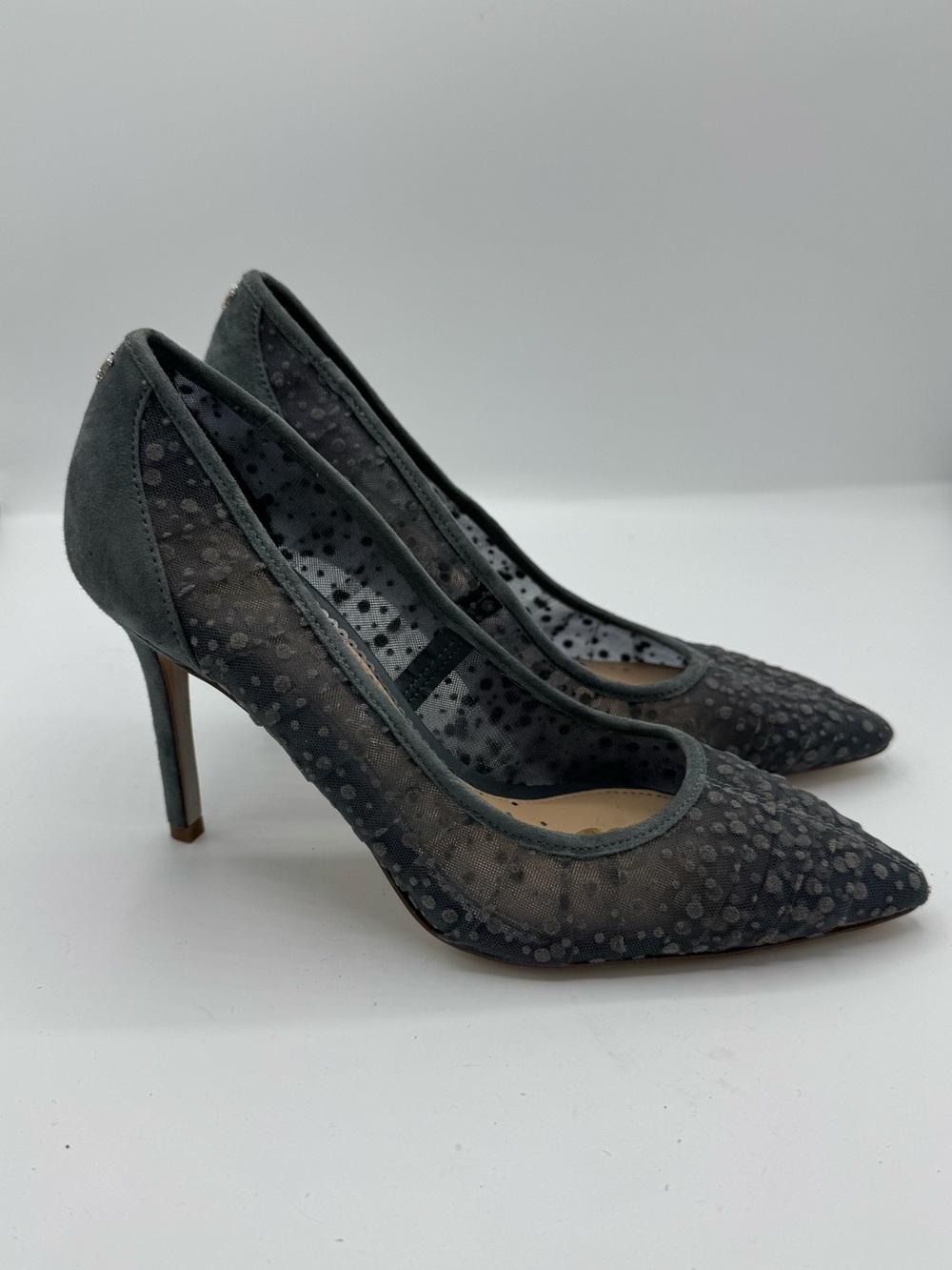 Sam Edelman Hazel Pumps Blue Grey Suede Pointed Toe Stiletto Heel size 6 Anthro